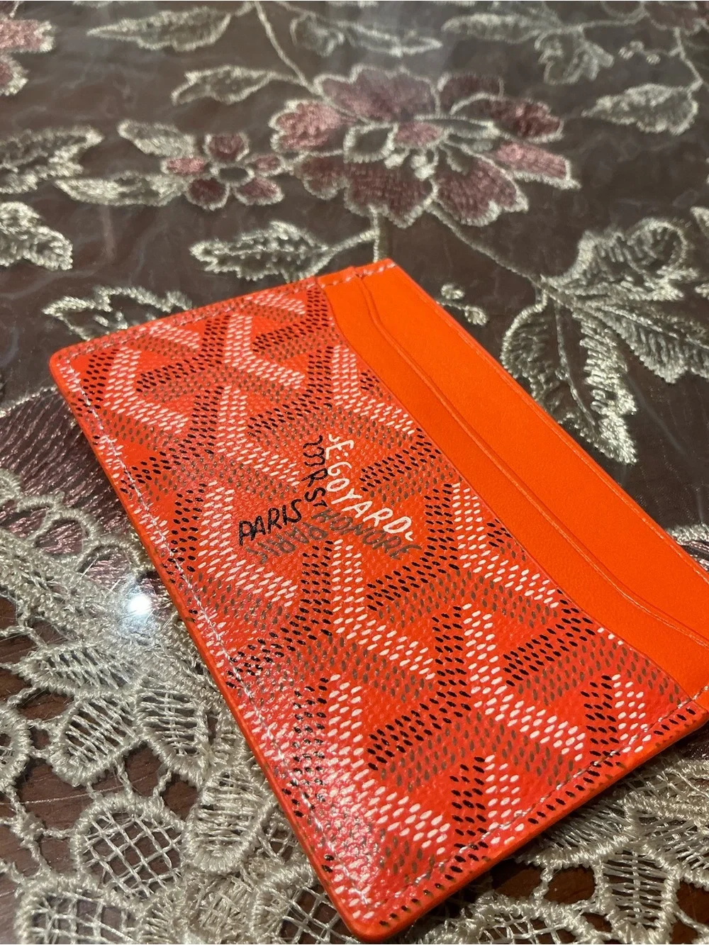 Goyard Orange Chevron Card Holder